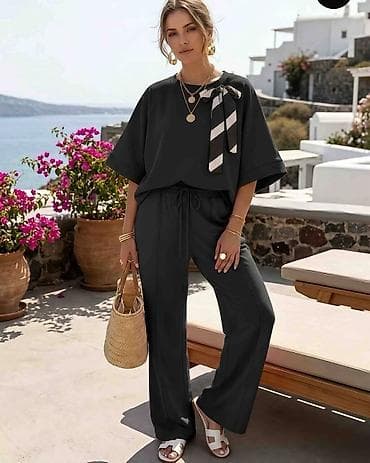 Women's Clothing: Damski dvodelni set – široka majica i pantalone sa vezicom - Kroj at lalafo.rs — 8 Women's Clothing: Damski dvodelni set – široka majica i pantalone sa vezicom - Kroj — 8