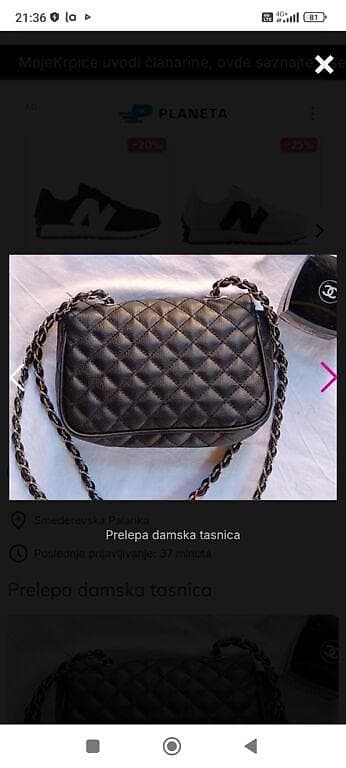 Elegantna ženska torbica preko ramena - Boja: crna - Materijal na lalafo.rs — 2 Elegantna ženska torbica preko ramena - Boja: crna - Materijal — 2