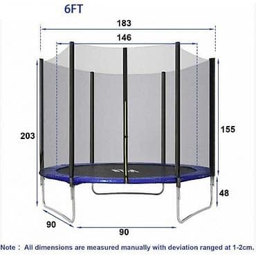 Baštenski trampolin sa zaštitnom mrežom i merdevinama – 6 FT (183 cm) na lalafo.rs — 1 Baštenski trampolin sa zaštitnom mrežom i merdevinama – 6 FT (183 cm) — 1