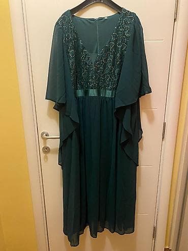Elegantna svečana duga haljina u smaragdno zelenoj boji. 4XL - Kroj na lalafo.rs — 3 Elegantna svečana duga haljina u smaragdno zelenoj boji. 4XL - Kroj — 3