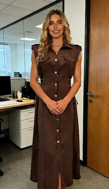 Ženska midi košulja-haljina bez rukava - Model: košulja-haljina A na lalafo.rs Ženska midi košulja-haljina bez rukava - Model: košulja-haljina A