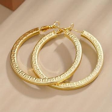 Zlatne okrugle minđuše – grčki meandar - Dizajn: velike alke sa na lalafo.rs — 1 Zlatne okrugle minđuše – grčki meandar - Dizajn: velike alke sa — 1