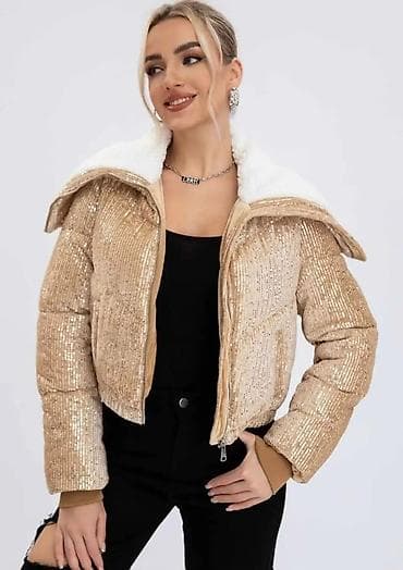 Ženska kratka puffer jakna sa šljokicama – model YS1869 - Kroj na lalafo.rs Ženska kratka puffer jakna sa šljokicama – model YS1869 - Kroj
