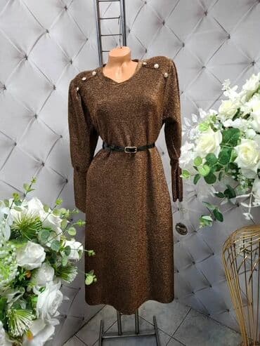 💥Elegantna midi haljina od sjajnog lureksa u bogatoj bronzano‑braon na lalafo.rs 💥Elegantna midi haljina od sjajnog lureksa u bogatoj bronzano‑braon