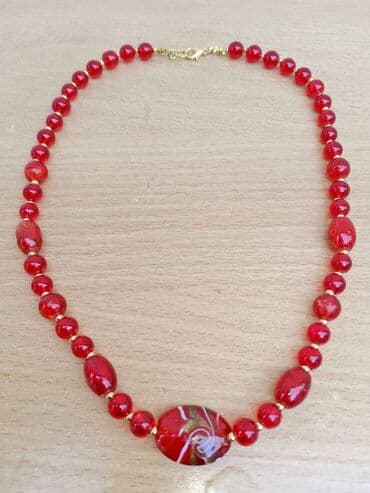 Ogrlica MURANO staklo Crvena 2 Ogrlica od Crvenog MURANO stakla na lalafo.rs Ogrlica MURANO staklo Crvena 2 Ogrlica od Crvenog MURANO stakla