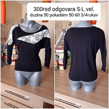 Crna ženska bluza sa 3/4 rukavima i čipkastim umetkom u beloj boji na lalafo.rs — 1 Crna ženska bluza sa 3/4 rukavima i čipkastim umetkom u beloj boji — 1
