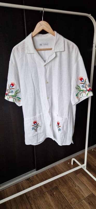 Košulja Na kratke rukave, XL, Zara, bоја - Bela, Lan na lalafo.rs Košulja Na kratke rukave, XL, Zara, bоја - Bela, Lan