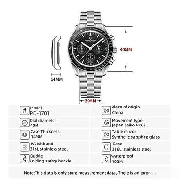 PAGANI DESIGN PD-1701 -Plava- Omega Speedmaster Moonwatch Potpuno nov na lalafo.rs — 5 PAGANI DESIGN PD-1701 -Plava- Omega Speedmaster Moonwatch Potpuno nov — 5