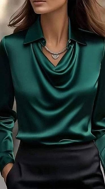 dve suknje po: Ženska elegantna košulja od satenskog sjajnog materijala, sa dugim at lalafo.rs — 5 dve suknje po: Ženska elegantna košulja od satenskog sjajnog materijala, sa dugim — 5