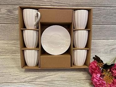 Set šoljica za espresso – 6 delova sa tacnicama - Materijal na lalafo.rs Set šoljica za espresso – 6 delova sa tacnicama - Materijal