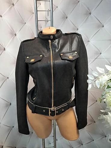 Ženska biker jakna sa pojasom i zlatnim detaljima - Krojen, strukiran na lalafo.rs Ženska biker jakna sa pojasom i zlatnim detaljima - Krojen, strukiran