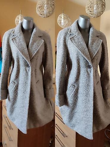 ZARA BASIC kaput – sivi, topli boucle teksture. - Model: ženski kaput na lalafo.rs — 3 ZARA BASIC kaput – sivi, topli boucle teksture. - Model: ženski kaput — 3