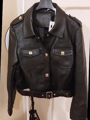 Crna ženska jakna univerzalna odgovara za M i L od eko kože, kratkog na lalafo.rs Crna ženska jakna univerzalna odgovara za M i L od eko kože, kratkog