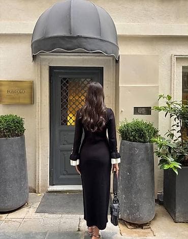 Elegantna midi haljina na kopčanje - Model: ravna, ženskasta silueta na lalafo.rs — 3 Elegantna midi haljina na kopčanje - Model: ravna, ženskasta silueta — 3