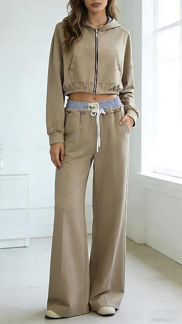 pantalone gina benotti: Ženski komplet trenerke – crop dukser sa rajsferšlusom i široke na lalafo.rs — 5 pantalone gina benotti: Ženski komplet trenerke – crop dukser sa rajsferšlusom i široke — 5