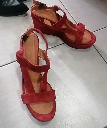 Crvene ženske sandale na punu petu (wedges) - Materijal: gornjište od at lalafo.rs — 1 Crvene ženske sandale na punu petu (wedges) - Materijal: gornjište od — 1