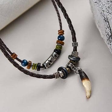 Set od dve ogrlice "Vučiji zub", ručni rad na koži, etno. Novo!!! na lalafo.rs — 2 Set od dve ogrlice "Vučiji zub", ručni rad na koži, etno. Novo!!! — 2