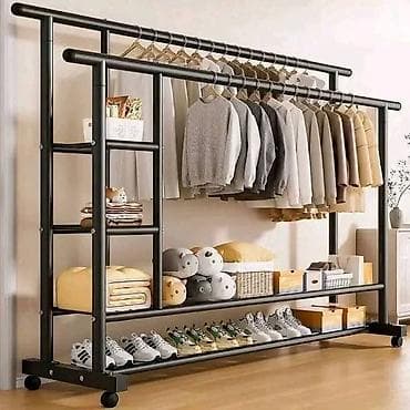 Veliki pokretni stalak/organizer za odeću sa policama - Dimenzije na lalafo.rs — 2 Veliki pokretni stalak/organizer za odeću sa policama - Dimenzije — 2