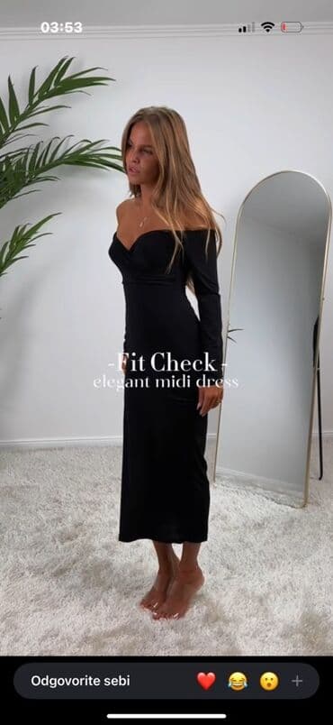 Elegantna midi haljina – crna, bez naramenica/otvorenih ramena, dugih na lalafo.rs Elegantna midi haljina – crna, bez naramenica/otvorenih ramena, dugih