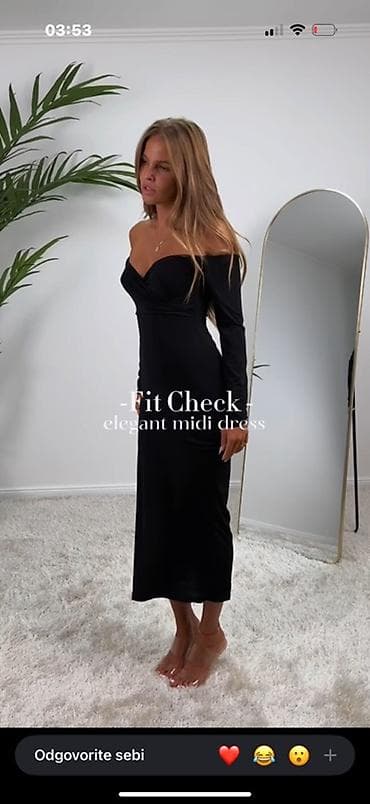Elegantna midi haljina – crna, bez naramenica/otvorenih ramena, dugih na lalafo.rs — 1 Elegantna midi haljina – crna, bez naramenica/otvorenih ramena, dugih — 1