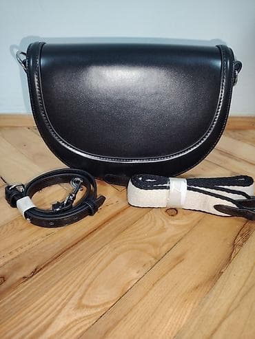 Crna ženska torba preko ramena sa dva kaiša - Materijal: glatka eko na lalafo.rs — 1 Crna ženska torba preko ramena sa dva kaiša - Materijal: glatka eko — 1