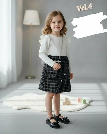 Dečija komplet-haljina, veličina 4. Gs - Gornji deo: bela majica dugih na lalafo.rs Dečija komplet-haljina, veličina 4. Gs - Gornji deo: bela majica dugih