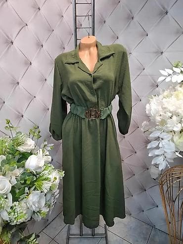 Ženska košulja‑haljina sa kaišem - Kroj: midi dužina, blago A linija na lalafo.rs — 1 Ženska košulja‑haljina sa kaišem - Kroj: midi dužina, blago A linija — 1