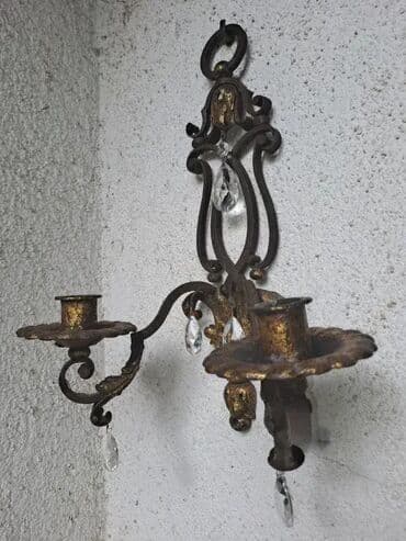 Antique Decor: Staro francuski zidni svecnjak od kovanog gvozdja sa trgovima pozlate at lalafo.rs — 2 Antique Decor: Staro francuski zidni svecnjak od kovanog gvozdja sa trgovima pozlate — 2