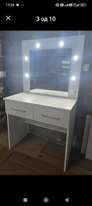 Toaletni sto/komoda za šminkanje sa ogledalom i LED rasvetom - na lalafo.rs — 5 Toaletni sto/komoda za šminkanje sa ogledalom i LED rasvetom - — 5