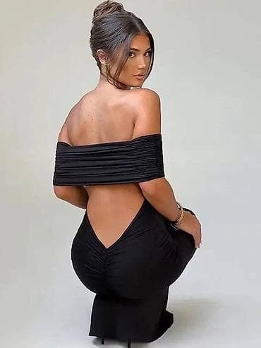 🔥Elegantna duga haljina s golim ramenima i otvorenim leđima - Kroj na lalafo.rs — 4 🔥Elegantna duga haljina s golim ramenima i otvorenim leđima - Kroj — 4