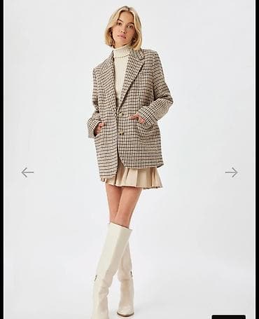 Ženski blejzer sa šahovskim (houndstooth) dezenom u bež, braon i oker na lalafo.rs — 1 Ženski blejzer sa šahovskim (houndstooth) dezenom u bež, braon i oker — 1