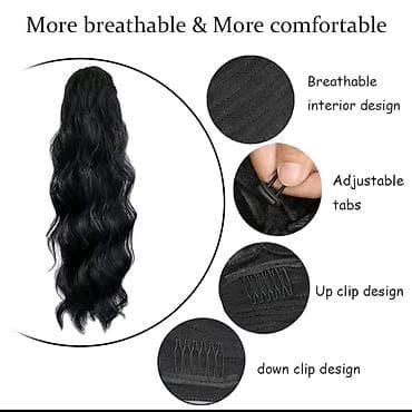 Beauty & Care: Ekstenzija za kosu – talasna, 60 cm - Crna, duga talasasta rep at lalafo.rs — 3 Beauty & Care: Ekstenzija za kosu – talasna, 60 cm - Crna, duga talasasta rep — 3