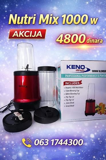 Nutri Mix 1000 W – KENO 1000W blender Karakteristike: - Snažan motor na lalafo.rs Nutri Mix 1000 W – KENO 1000W blender Karakteristike: - Snažan motor