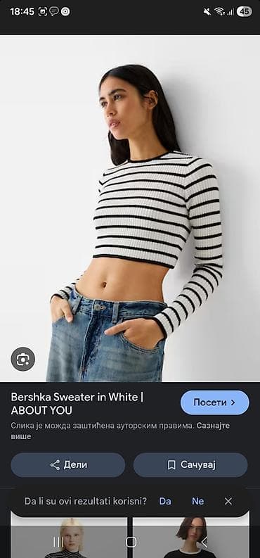 zenske broj: Bershka ženski kratki džemper (crop) – prugasti - Boja: bela sa crnim at lalafo.rs — 1 zenske broj: Bershka ženski kratki džemper (crop) – prugasti - Boja: bela sa crnim — 1