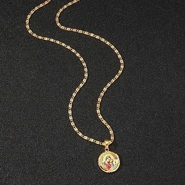 Zlatna ogrlica sa medaljonom – religiozni motiv - Materijal: legura na lalafo.rs — 4 Zlatna ogrlica sa medaljonom – religiozni motiv - Materijal: legura — 4