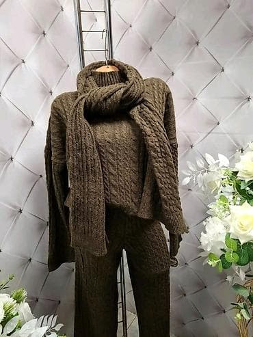 Ženski pleteni komplet – džemper, pantalone i šal - Topao trodelni at lalafo.rs — 4 Ženski pleteni komplet – džemper, pantalone i šal - Topao trodelni — 4