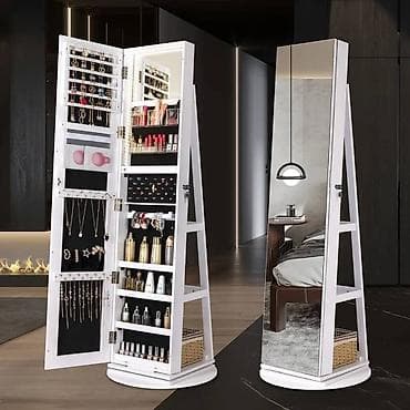 Rotacioni ormar za nakit i šminku sa ogledalom u punoj visini - 2-u-1 na lalafo.rs — 1 Rotacioni ormar za nakit i šminku sa ogledalom u punoj visini - 2-u-1 — 1