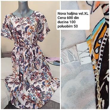 Ženska haljina sa cvetno‑paisley printom - Model: lepršava midi na lalafo.rs — 1 Ženska haljina sa cvetno‑paisley printom - Model: lepršava midi — 1