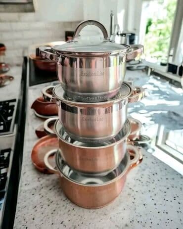 Set bakarnih šerpi – Excellent Line - Komplet višedelnih šerpi od na lalafo.rs Set bakarnih šerpi – Excellent Line - Komplet višedelnih šerpi od