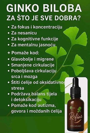Refine kapi – prirodni dodatak ishrani na bazi ginka bilobe - Podrška at lalafo.rs — 1 Refine kapi – prirodni dodatak ishrani na bazi ginka bilobe - Podrška — 1