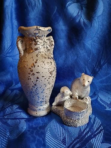 Set vintaz,nov,svecnjak i vaza,rucni rad. Set boje srebra,boja ne na lalafo.rs Set vintaz,nov,svecnjak i vaza,rucni rad. Set boje srebra,boja ne