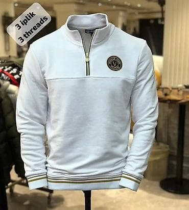 Muški džemper/duks sa rajsferšlusom do pola (half-zip), bela boja. - na lalafo.rs — 2 Muški džemper/duks sa rajsferšlusom do pola (half-zip), bela boja. - — 2