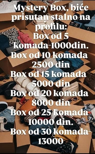 Mystery Box – stalna ponuda na profilu. Sadrži nasumičan izbor na lalafo.rs Mystery Box – stalna ponuda na profilu. Sadrži nasumičan izbor