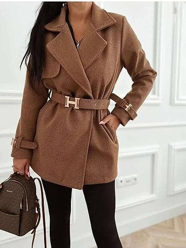 Ženski strukirani kaput s pojasom - Model do sredine butina, sa na lalafo.rs — 1 Ženski strukirani kaput s pojasom - Model do sredine butina, sa — 1