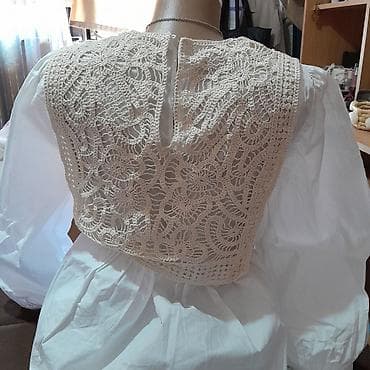 Ručno rađeni pleteni prsluk/jelek od ecru konca - Delikatna heklana na lalafo.rs — 7 Ručno rađeni pleteni prsluk/jelek od ecru konca - Delikatna heklana — 7