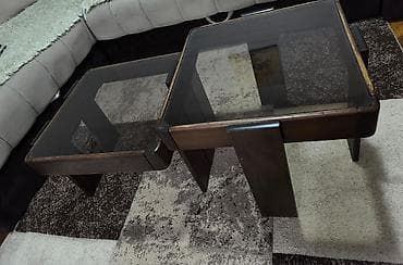 Set od 2 kluba stola sa staklenim pločama - Materijal: masivno drvo u na lalafo.rs Set od 2 kluba stola sa staklenim pločama - Materijal: masivno drvo u