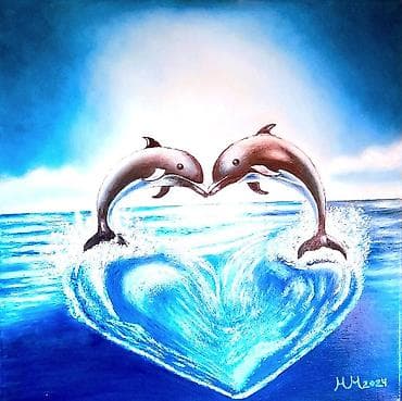 Originalne slike – ulje na platnu - Motiv 1: Dva delfina izranjaju iz at lalafo.rs — 1 Originalne slike – ulje na platnu - Motiv 1: Dva delfina izranjaju iz — 1