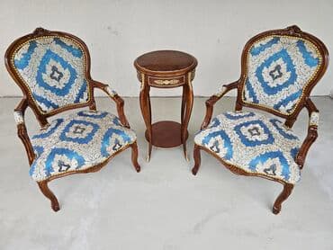 Stilske garniture: Set salonskih komada u klasičnom stilu: dve fotelje i okrugli pomoćni na lalafo.rs — 7 Stilske garniture: Set salonskih komada u klasičnom stilu: dve fotelje i okrugli pomoćni — 7