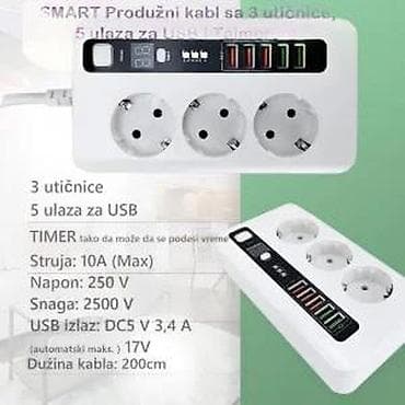 Home & Garden: SMART produžni kabl sa tajmerom – 3 AC utičnice + 5 USB portova - 3 at lalafo.rs — 2 Home & Garden: SMART produžni kabl sa tajmerom – 3 AC utičnice + 5 USB portova - 3 — 2