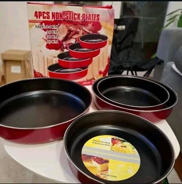 Set od 4 okrugle tepsije za pečenje – neljepljive - Materijal: metal na lalafo.rs Set od 4 okrugle tepsije za pečenje – neljepljive - Materijal: metal